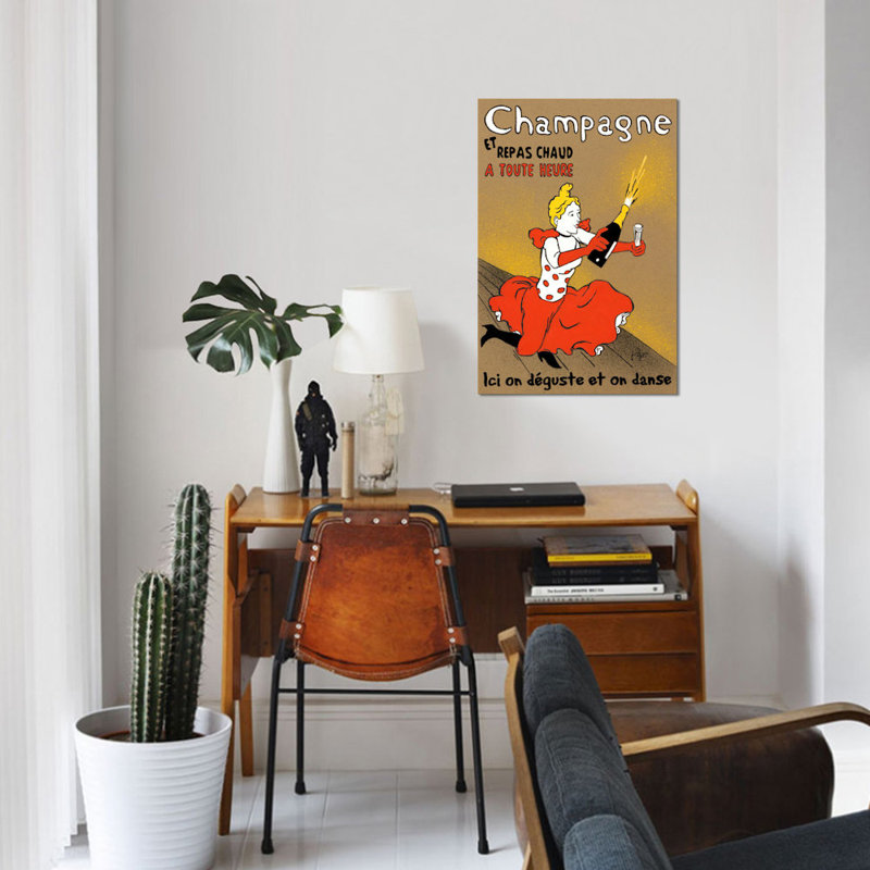 « hommage to lautrec », affiche rétro sur toile, H 12 po x l 8 po x P 0,75 po, Toile tendue, Pas de tapis