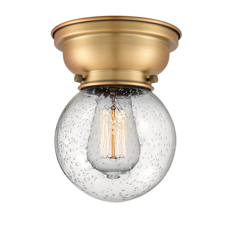 Plafonnier encastré en verre Lorri, Ampoule non incluse, Grainé, Laiton brossé