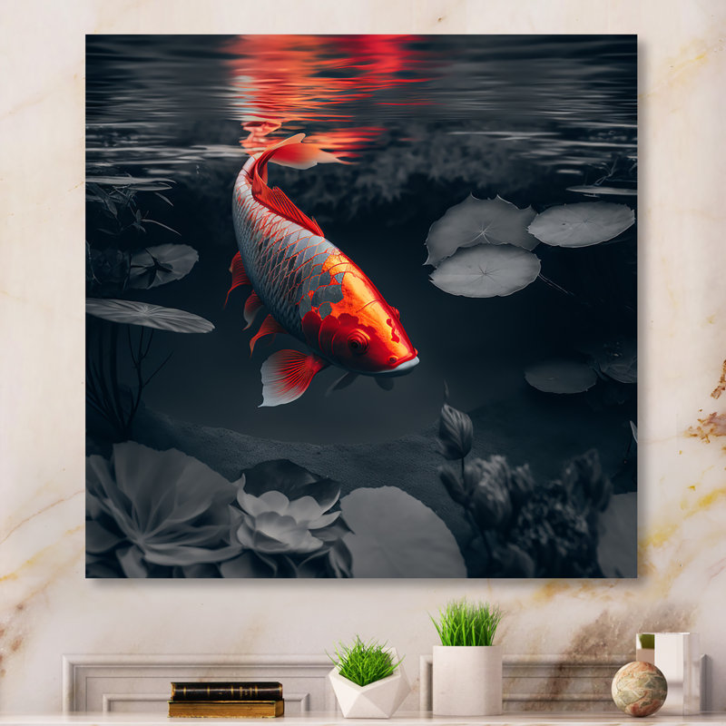 «Birchley Black and Red Tropical Fish II», reproduction sur toile, H 36 po x l 36 po x P 1,5 po, Toile tendue