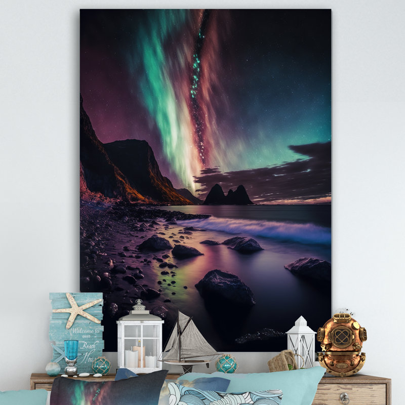 «Northern Lights Reflection On The Water I», reproduction sur toile, H 20 po x l 12 po x P 1 po, Toile tendue