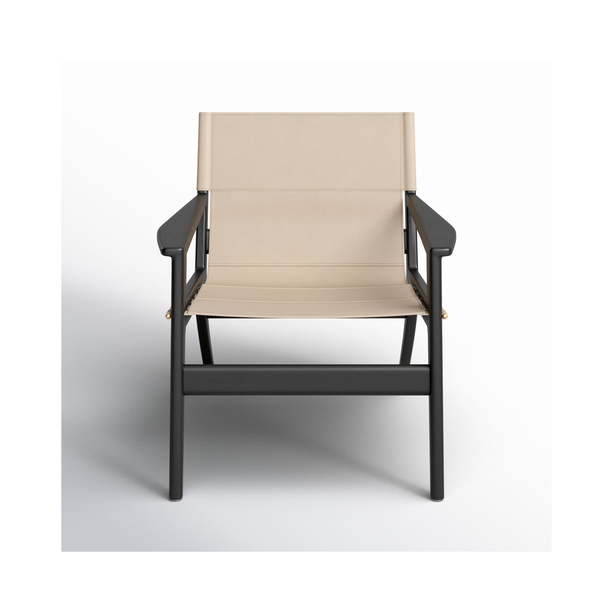 Tesso Genuine Leather Armchair, Black, White Genuine Leather