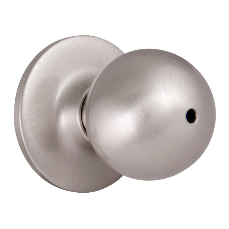 Ball Privacy Bed/Bath Door Knob, 2.88" H x 3.5" W x 6.38" D, Satin Nickel, 2-Way Latch