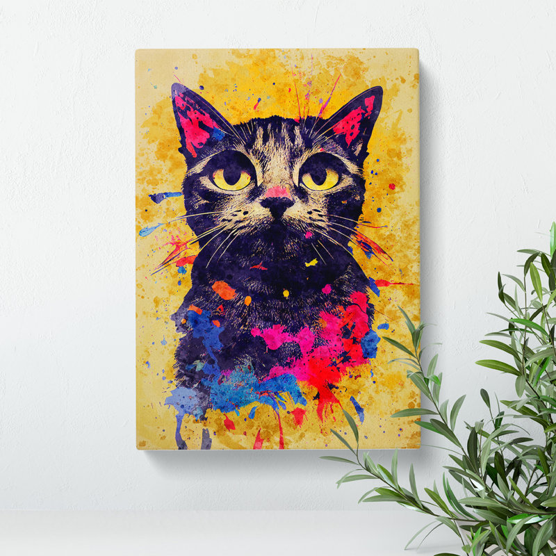Catt Paint Splash No.1 - Print, Wrapped Canvas, 50cm H x 35cm W x 3cm D, No Matte