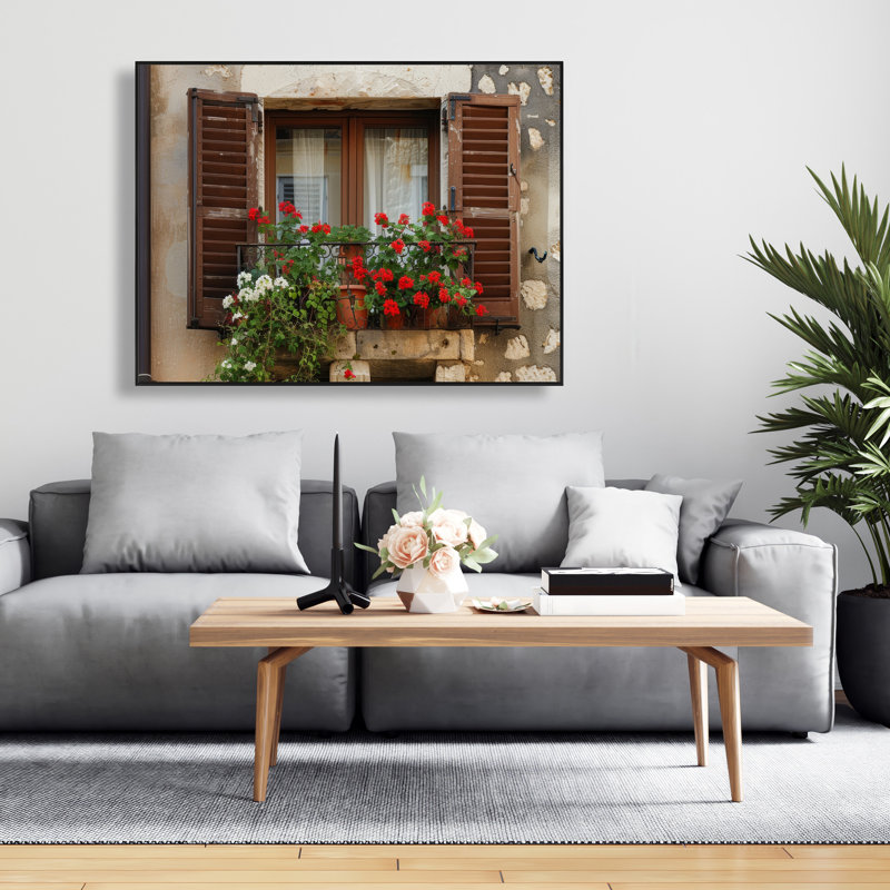 Hanging Flowers - Turquoise Framed Canvas for Home Decor