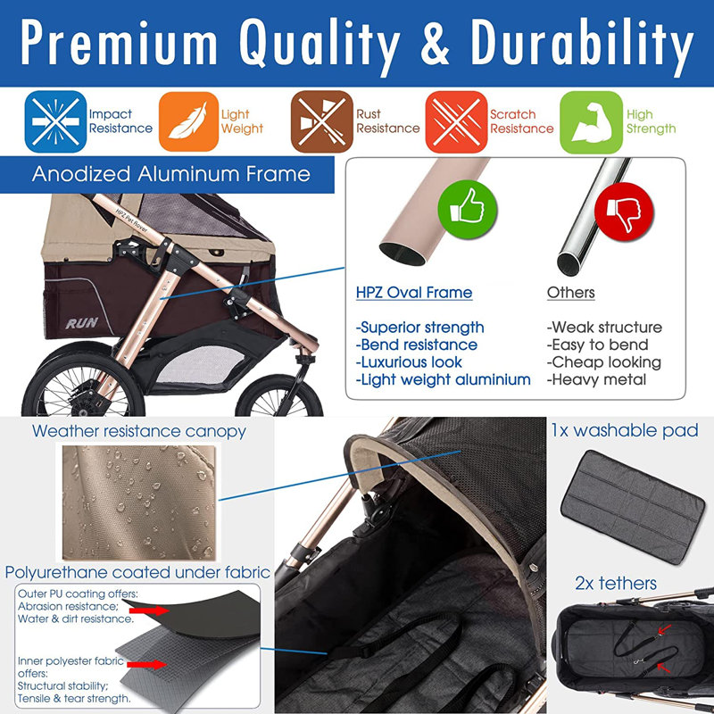 Poussette Pet Rover Run Jogger, Taupe