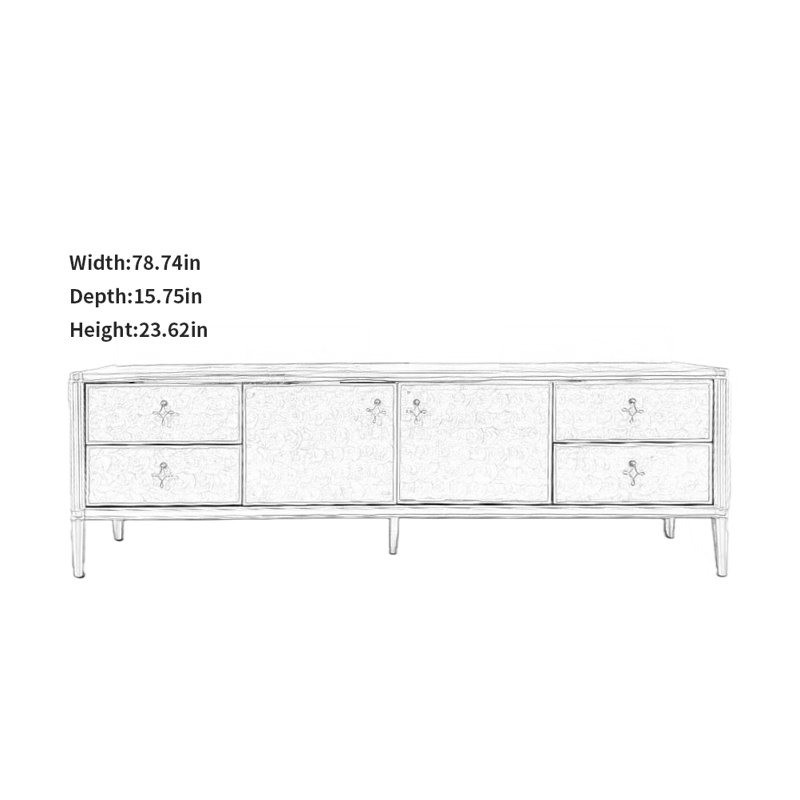 Meuble télé Modern Creative, Argent argent, H 23,62 po x L 78,74 po x l 15,75 po
