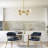 Modern Gold Globe Chandelier With Pull Chain Switch, 4-Light Semi Flush Mount Ceiling Light With Clear Glass Shades For Dining Room & Kitchen