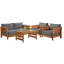  Ensemble de meubles de patio 3 pièces Barton - Table et chaises d'extérieur en bois d'eucalyptus résistant aux intempéries avec coussins gris - Ensemble de meubles d'extérieur modernes pour porche, terrasse ou piscine (naturel)-856151445-856974985