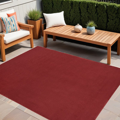 5' X 7' Brick Red Non Skid Indoor Outdoor Area Rug