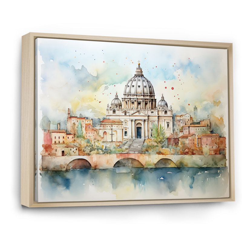 Art mural, sérénité III, Rome, H 30 po x l 40 po x P 1,5 po, Cadre flottant brun