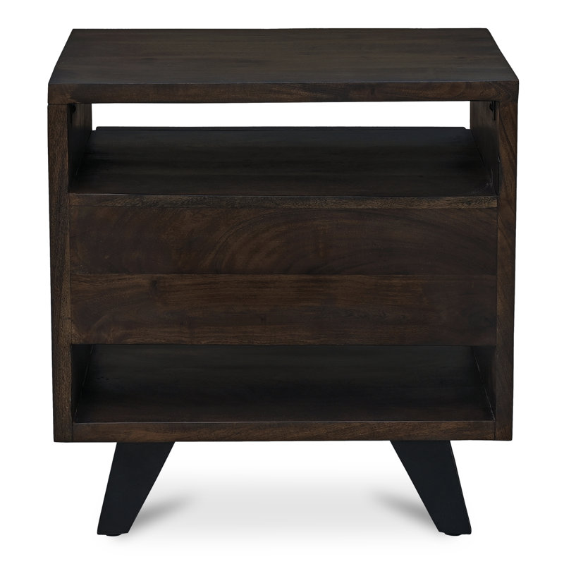 Madagascar 1 - Drawer Solid Wood Nightstand, Dark Brown
