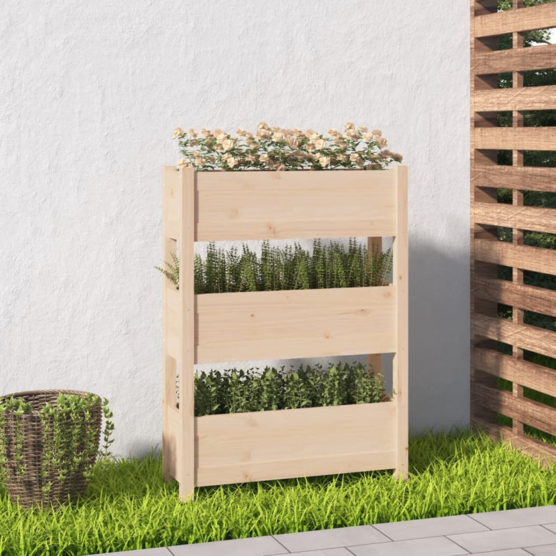 Kwanna Self-Watering Wood Raised Garden Bed, White, 104.5cm H x 77cm W x 25cm D
