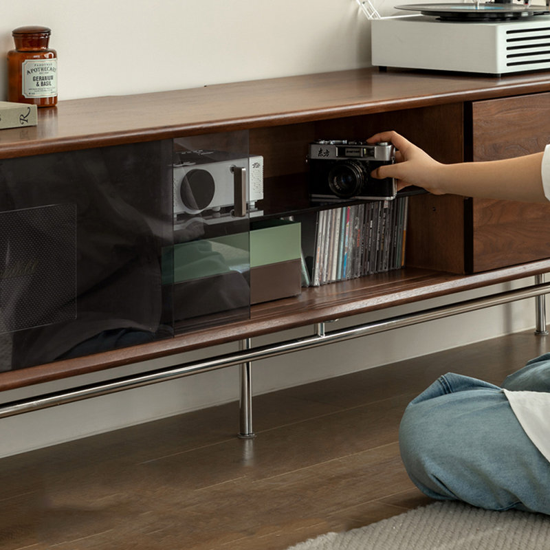 Modern Walnut TV Stand, 86.61"