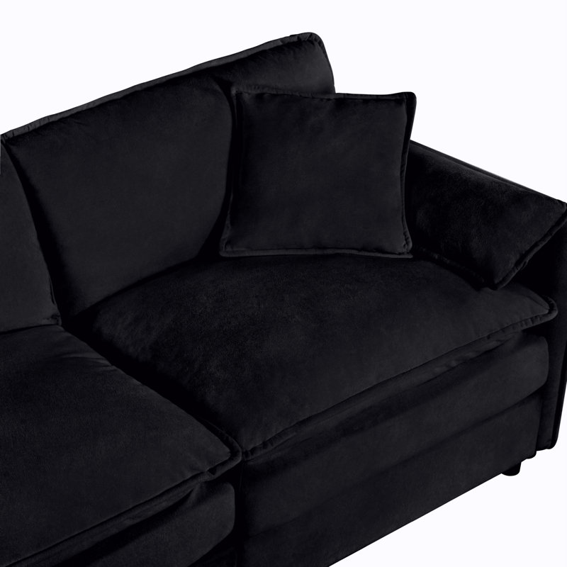 Canapé modulaire Elara, Chenille noir, H 33,46 po x l 109,45 po x P 33,86 po