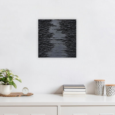 Texture Black 24X24 Inch Abstract Canvas Wall Art For Living Room,Bedroom,Or Office Decor