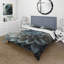 Ensemble de housse de couette en microfibre / polyester bleu et blanc Dahlia Flowers II Bedding-2018194822