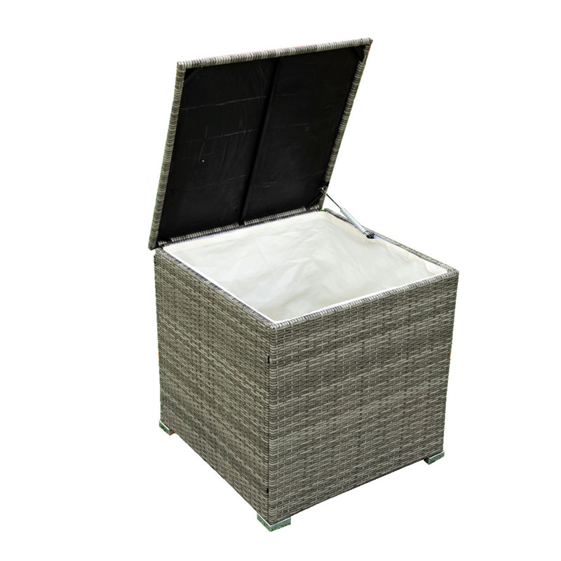 Ensemble de canapé modulaire d'extérieur en rotin et osier 4 pièces avec boîte de rangement, Beige, Gris