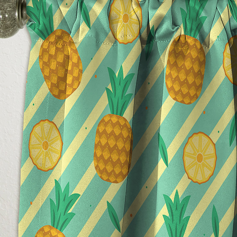 Pineapple Summer Bliss I - Rideau simple occultant moderne Mid-Century abstrait, L 52 po x L 108 po