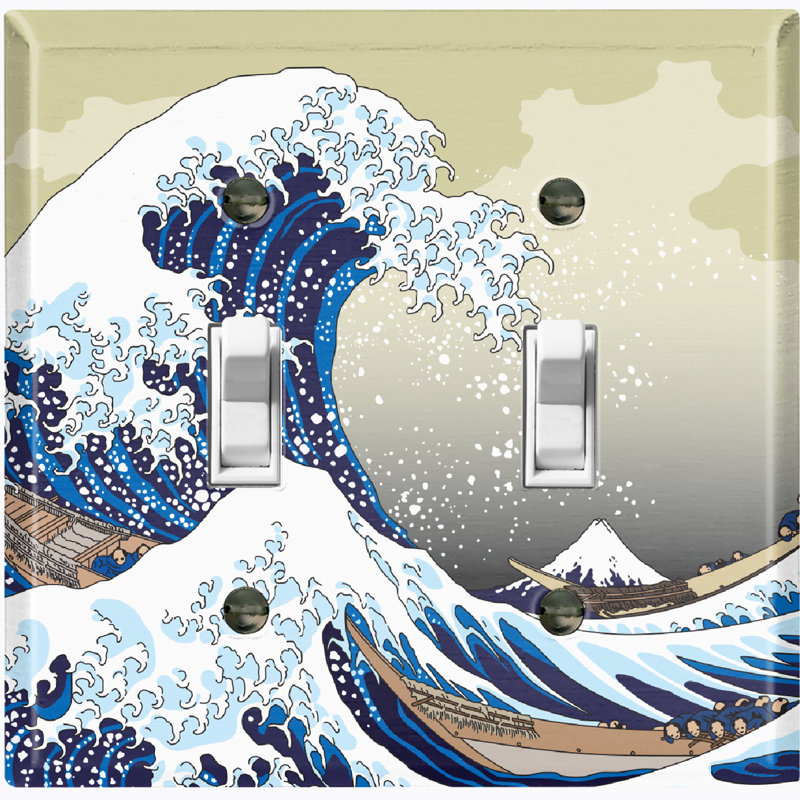 Blue Sea Waves 2 - Gang Toggle Light Switch Standard Wall Plate