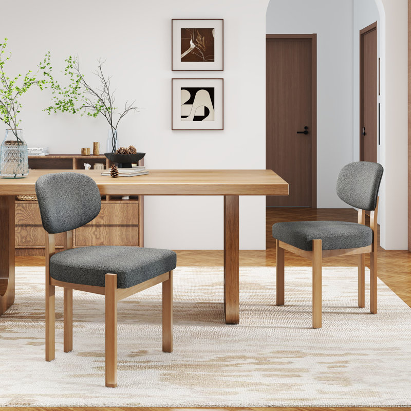Solid Wood Dining Chairs Set, Modern Farmhouse Fabric Upholstered Dining Room Chair Kitchen Chairs Wood Leg Accent Chairs for Dining Room, Living Room, Bedroom (Only Chairs)