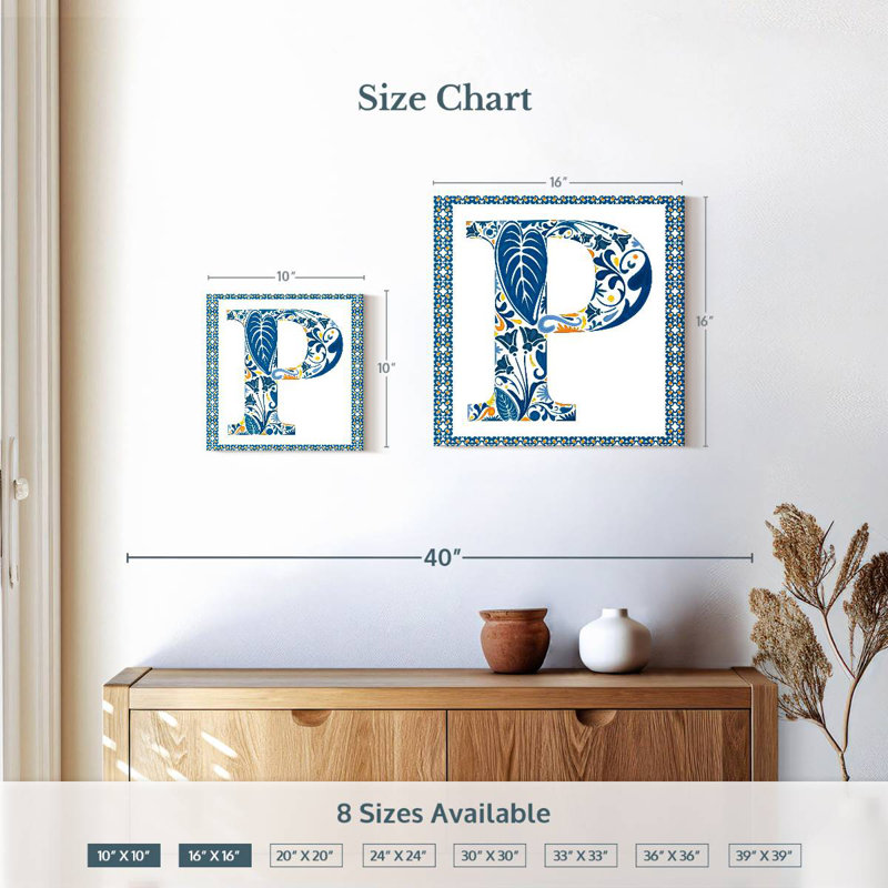 Motif floral Keiri lettre P, H 10 po x l 10 po