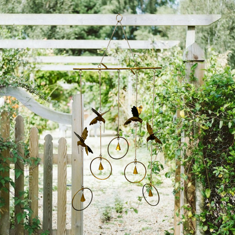 Hummingbird Bell Chime in Burnt Gold