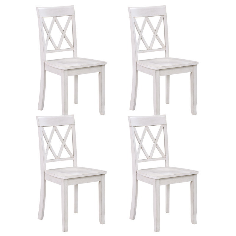 Brookner Wood Cross-Back Dining Chairs, Antique White, 4