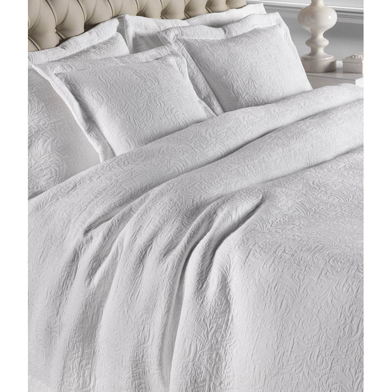 Aquavia Cotton Blend Solid Colour Bedspread, 180 x 270cm Bedspread, White