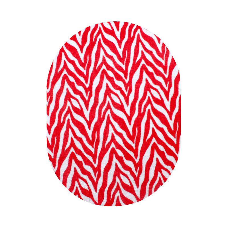 Tapis beige / rouge à imprimé animal, Ovale 9 pi x 12 pi