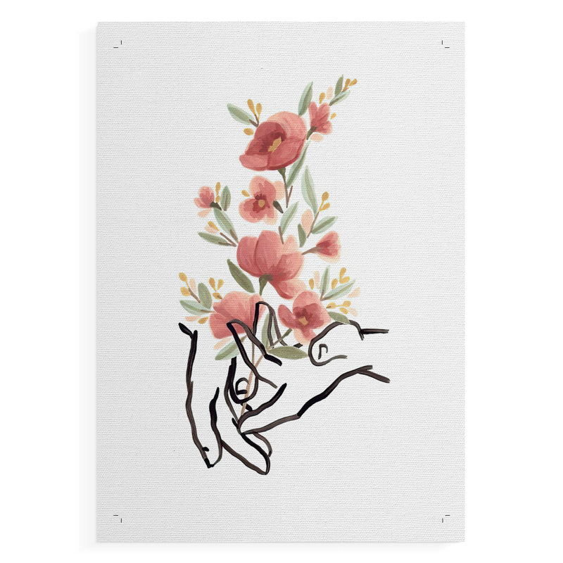 Mains et fleurs II - impression sur toile seulement - non encadrée, H 18 po x l 12 po