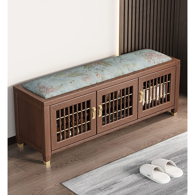 Banc de rangement en bois massif Traditional