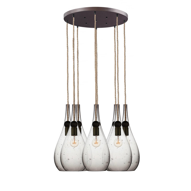 Earth 8 - Light Chandelier, Smoke Glass, Ship Rod, 108" H x 18" W x 18" D