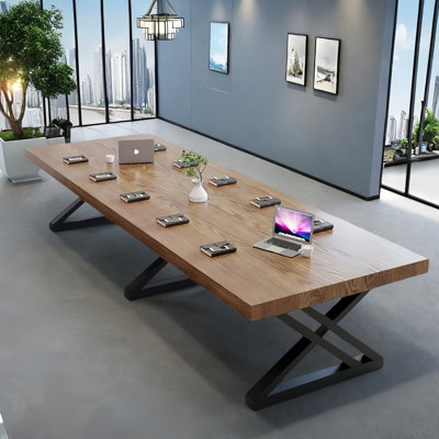 10-person solid wood rectangular conference table