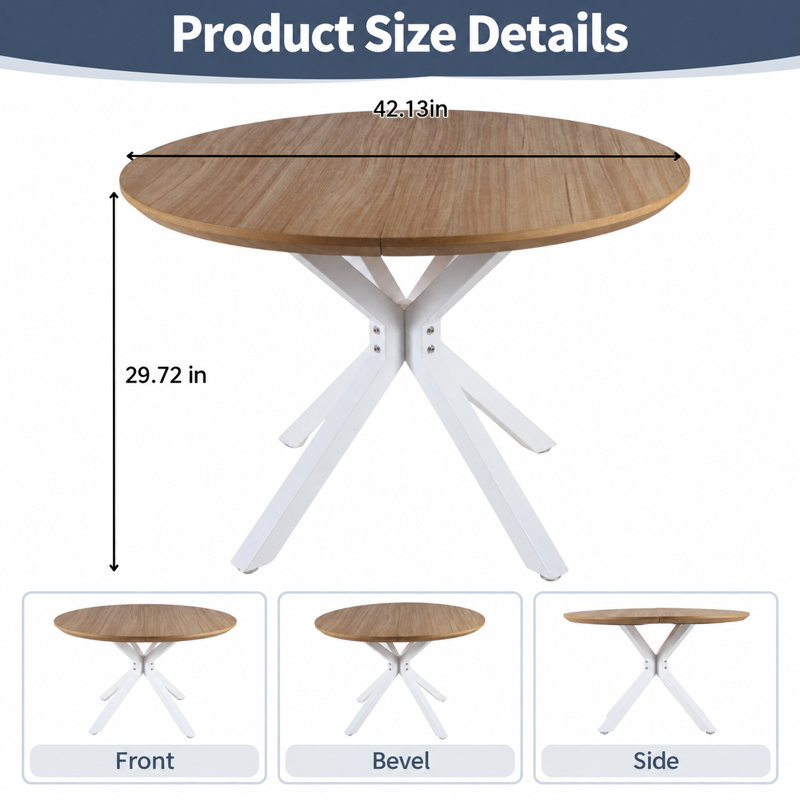 Table à pied centrale de style moderne du milieu du siècle, design multifonctionnel à pieds croisés, pouvant accueillir de 4 à 6 personnes, servant à la fois de table à manger et de grande table basse, plateau robuste avec pattes en métal