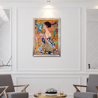 Con Ventaglio par Gustav Klimt - Reproduction d'art sur toile encadrée