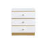 Living Room End Table with 3 Storage Drawers in White Lacquer, Brushed Gold Finish