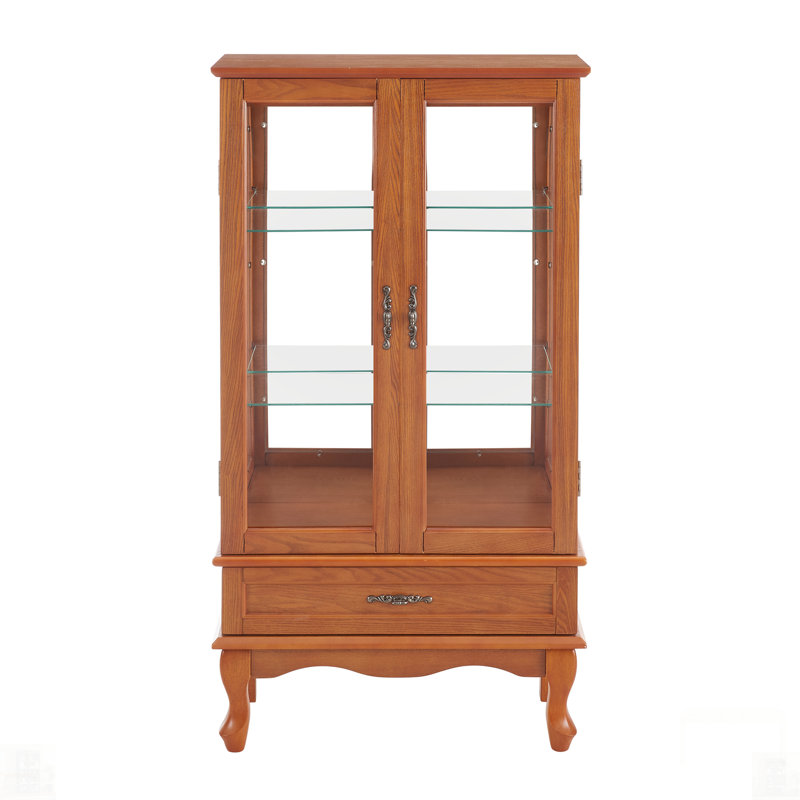 Armoire lumineuse en verre avec tablettes réglables, 2 portes, 1 tiroir et ampoule incluse pour une présentation élégante du vin et de la cuisine