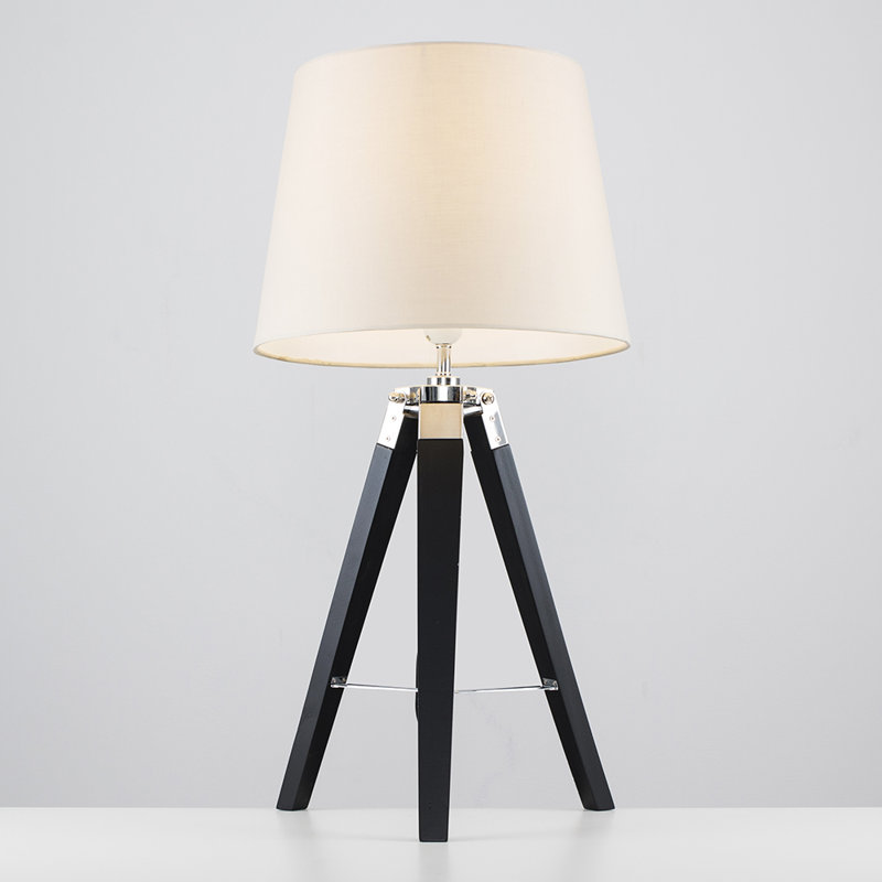 Hawarth Wood Tripod Lamp, Yes, Black, Beige