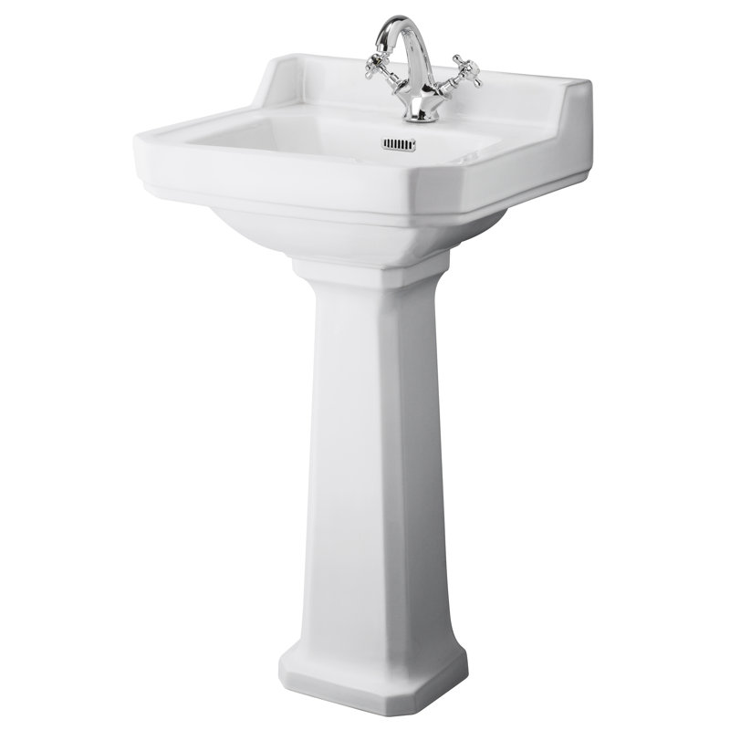 Belfry Bathroom Lokshin Vitreous China Rectangular Sink with Overflow, 1, 56cm W