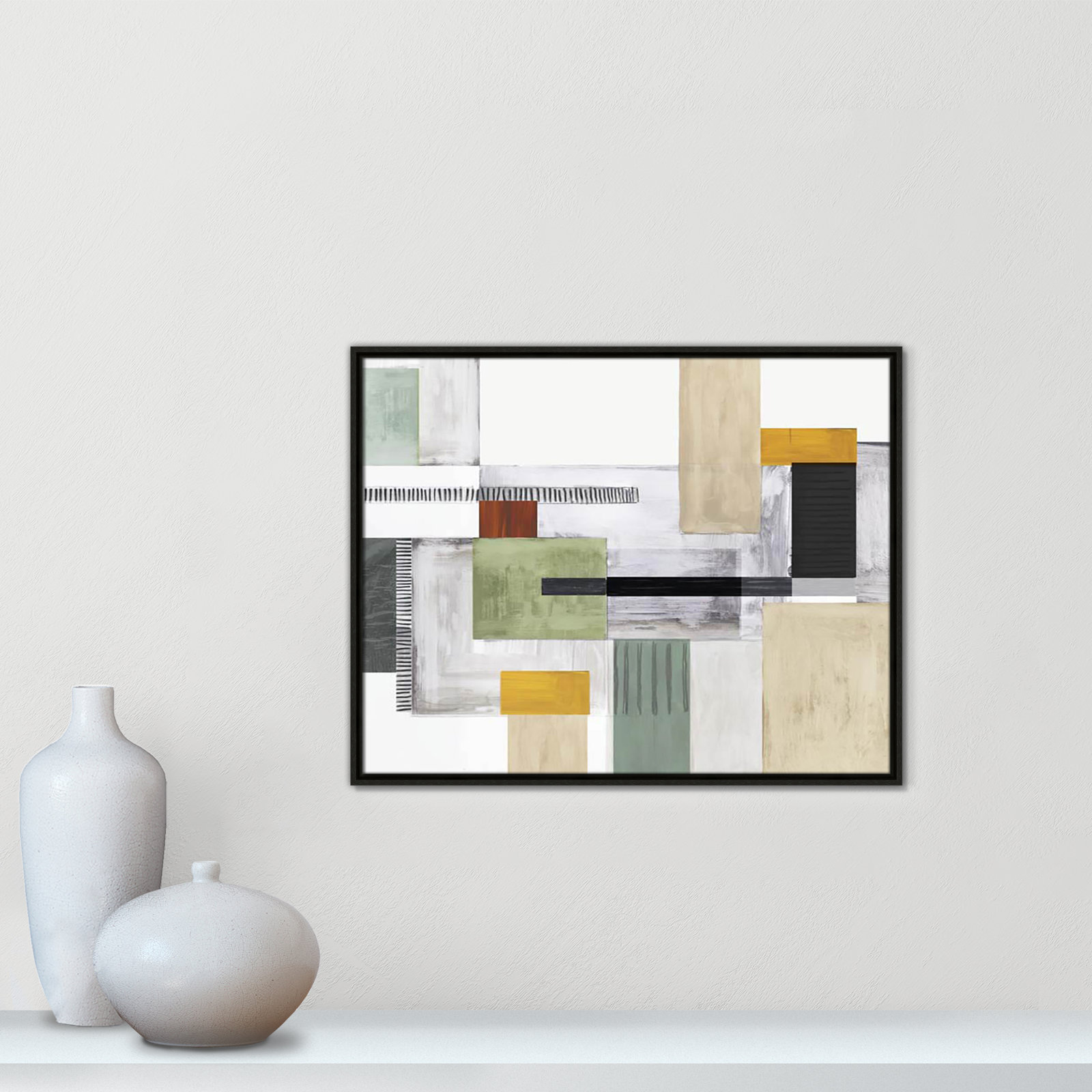 Playful Blocks by Tom Reeves, No Mat, Espresso Floater Framed, 23.5" H x 29.5" W x 2" D