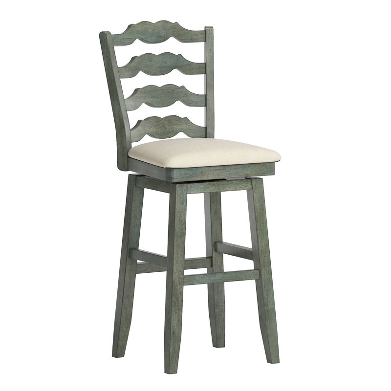Fortville Swivel Upholstered Counter Stool, Antique Sage, Bar Stool (29” Seat Height)