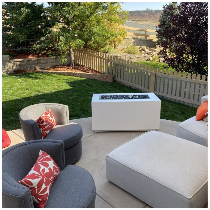 Pismo Rectangle Smokeless Fire Pit, White, 24" H x 84" W x 24" D, Natural Gas