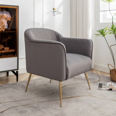Modern Velvet Accent Chair with Metal Legs