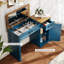 Bureau de coiffeuse avec miroir, tiroirs de rangement et tablettes réglables - Table de maquillage pour chambre à coucher-2140070699
