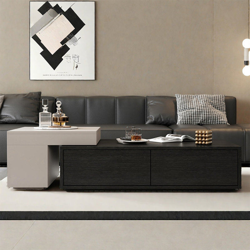 Luxury-Style Rectangular Coffee Table, 11.8" H x 43.3" L x 27.6" W, Black/Mint Green