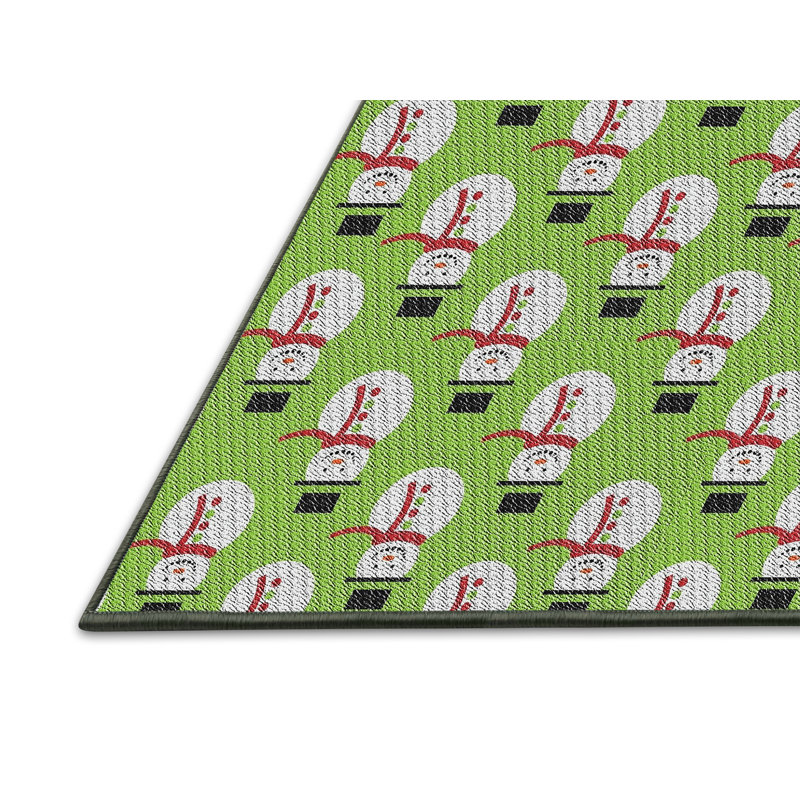 Tapis vert/blanc à motifs légers Toshiro, Rectangle 5 pi x 7 pi