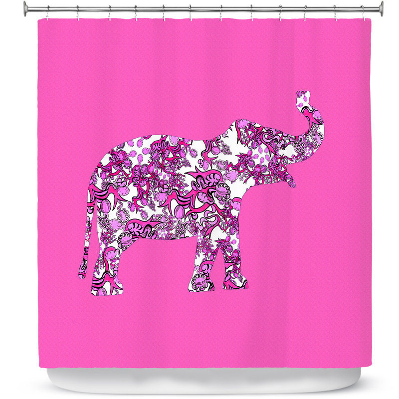 Meunier Nature/Floral Shower Curtain, Pink/White