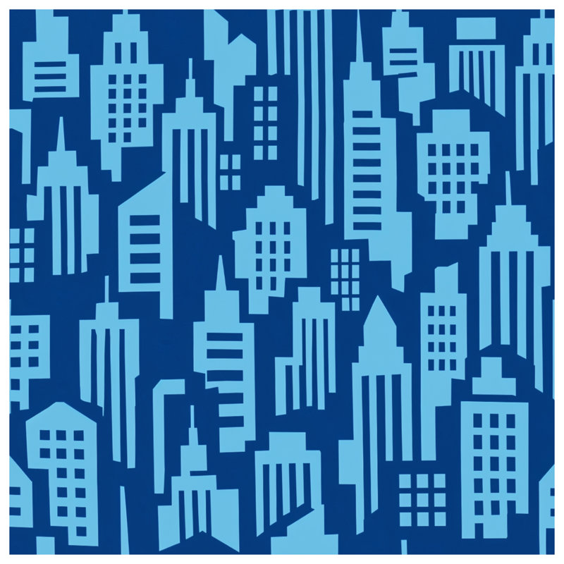Housses de couette Blue City Silhouette, Lit simple