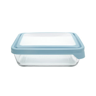 Anchor Hocking Glass TrueSeal Rectangle Food Storage Containers with Blue  Lids