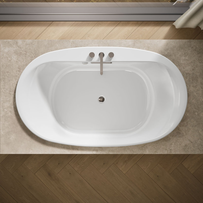 Underscore 72" x 42" Drop In Air Acrylic Bathtub with Heater, White